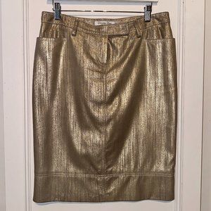 Christian Dior Metallic Gold Goat Suede Skirt